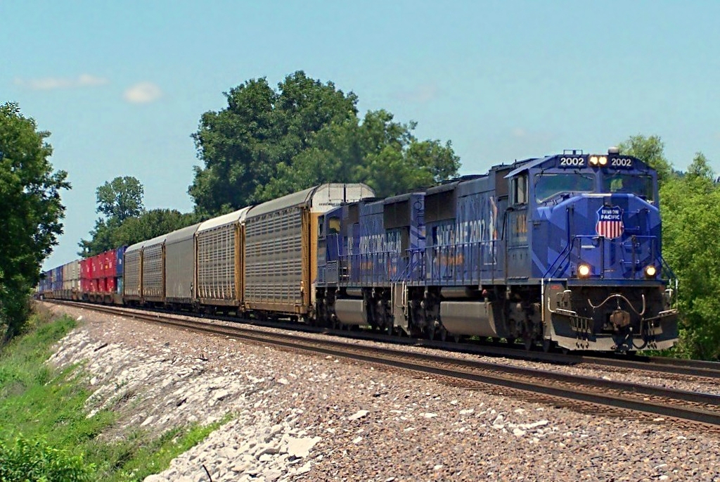 Southbound Intermodal With UP 2002 and 2001 - Salt Lake 2002 Olympic Torch Relay Locomotives